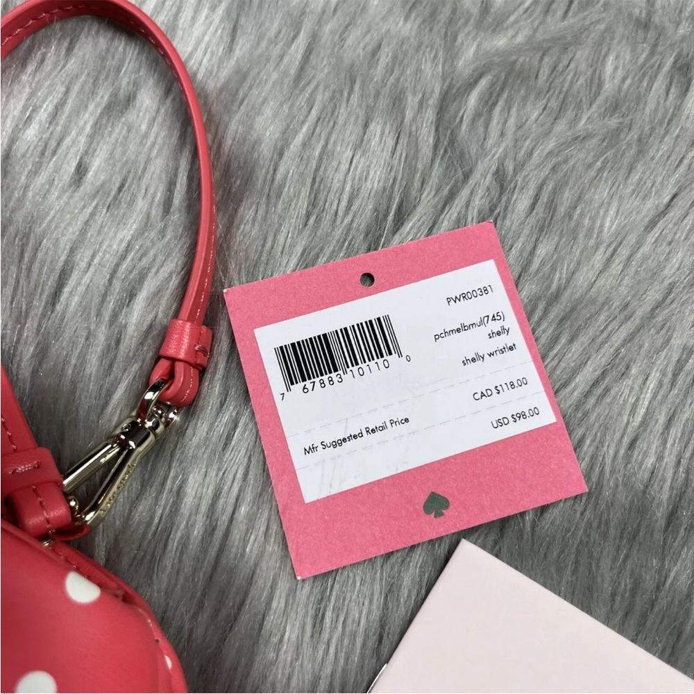 Kate Spade Shelly Crab Novelty Fun Wristlet Purse Peach Melba Polka dot - Picture 12 of 14